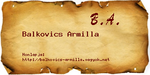 Balkovics Armilla névjegykártya
